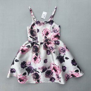 Zunie Girls Purple Floral Mikado Fit & Flare Dress Size 12